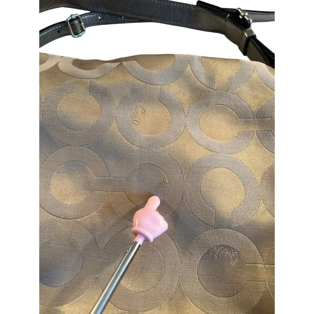 Coach Madison 21121‎ Shoulder Bag Op Art Sateen Isabelle Fabric Purse Beige